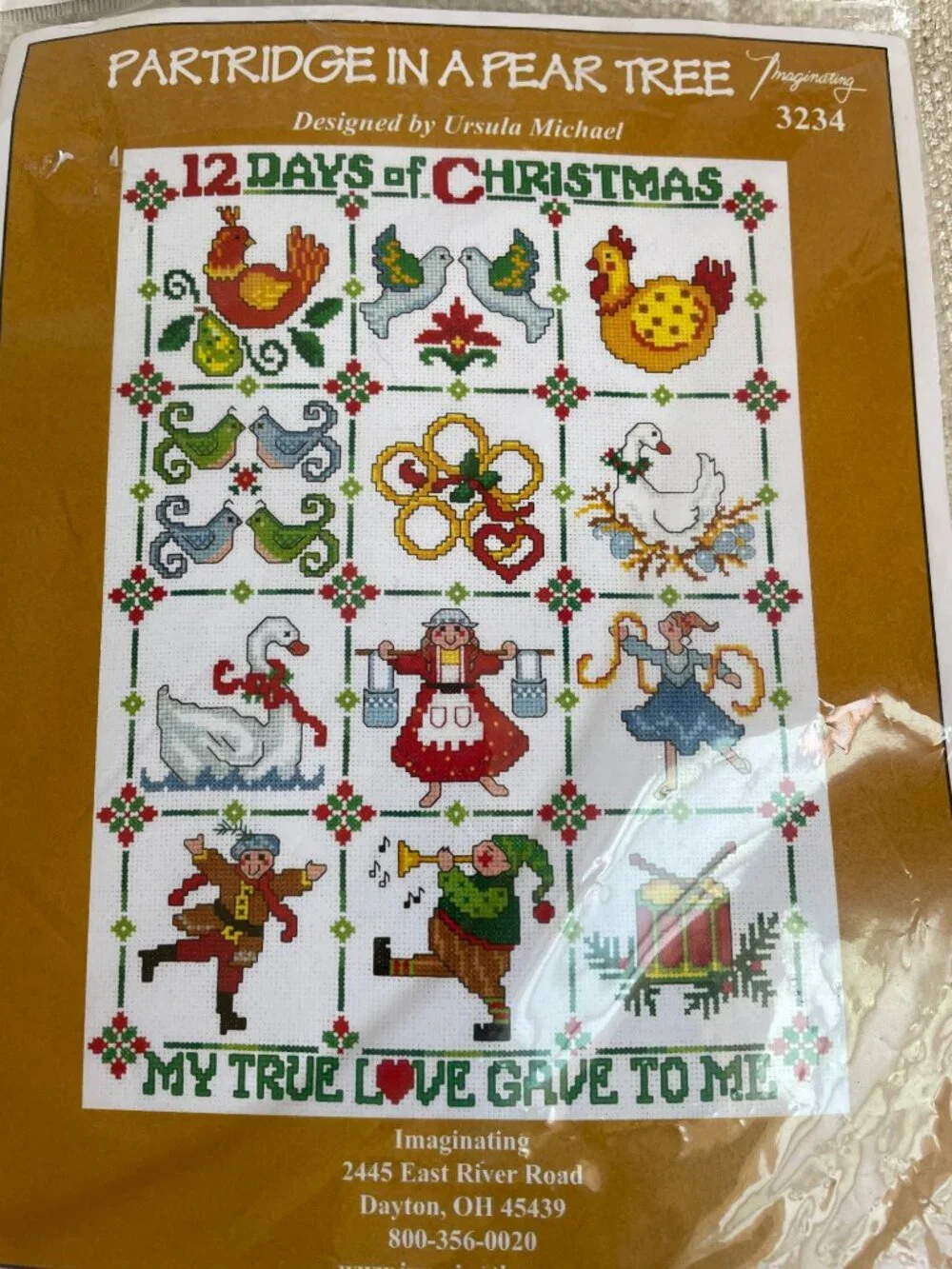 “Partridge in A Pear Tree 12 Days of Christmas’ Cross Stitch Pattern Kit 3234